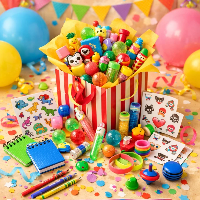 Box surprise avec petits jouets annversaires