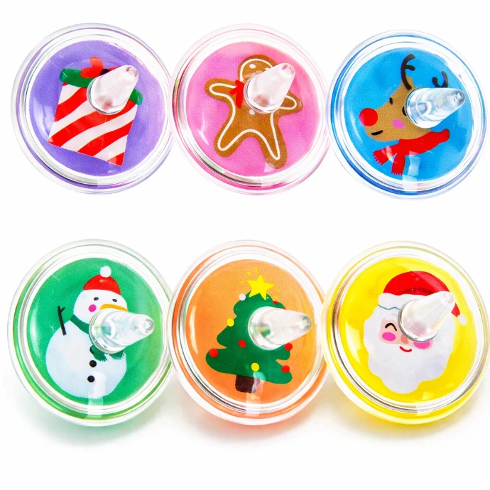 Toupies cadeau, père-noel, sapin, pain d'épice, rennes, bonhomme de neige pour petit cadeau calendrier de l'avent