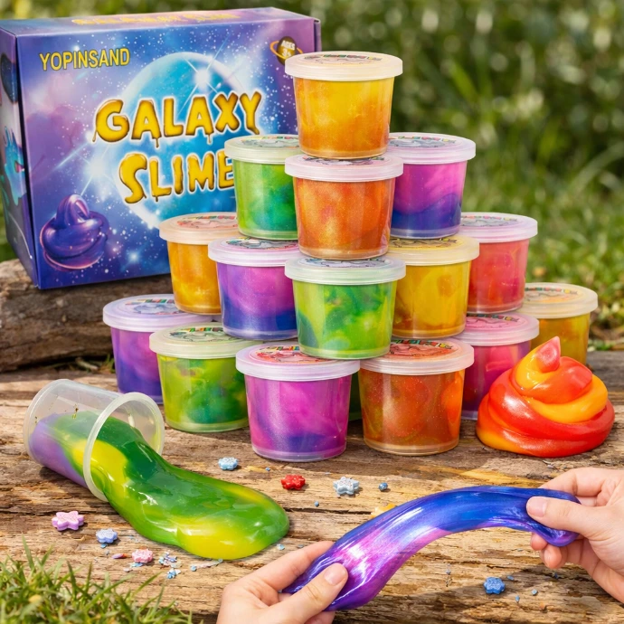 pack de 24 mini pots de slime galaxy